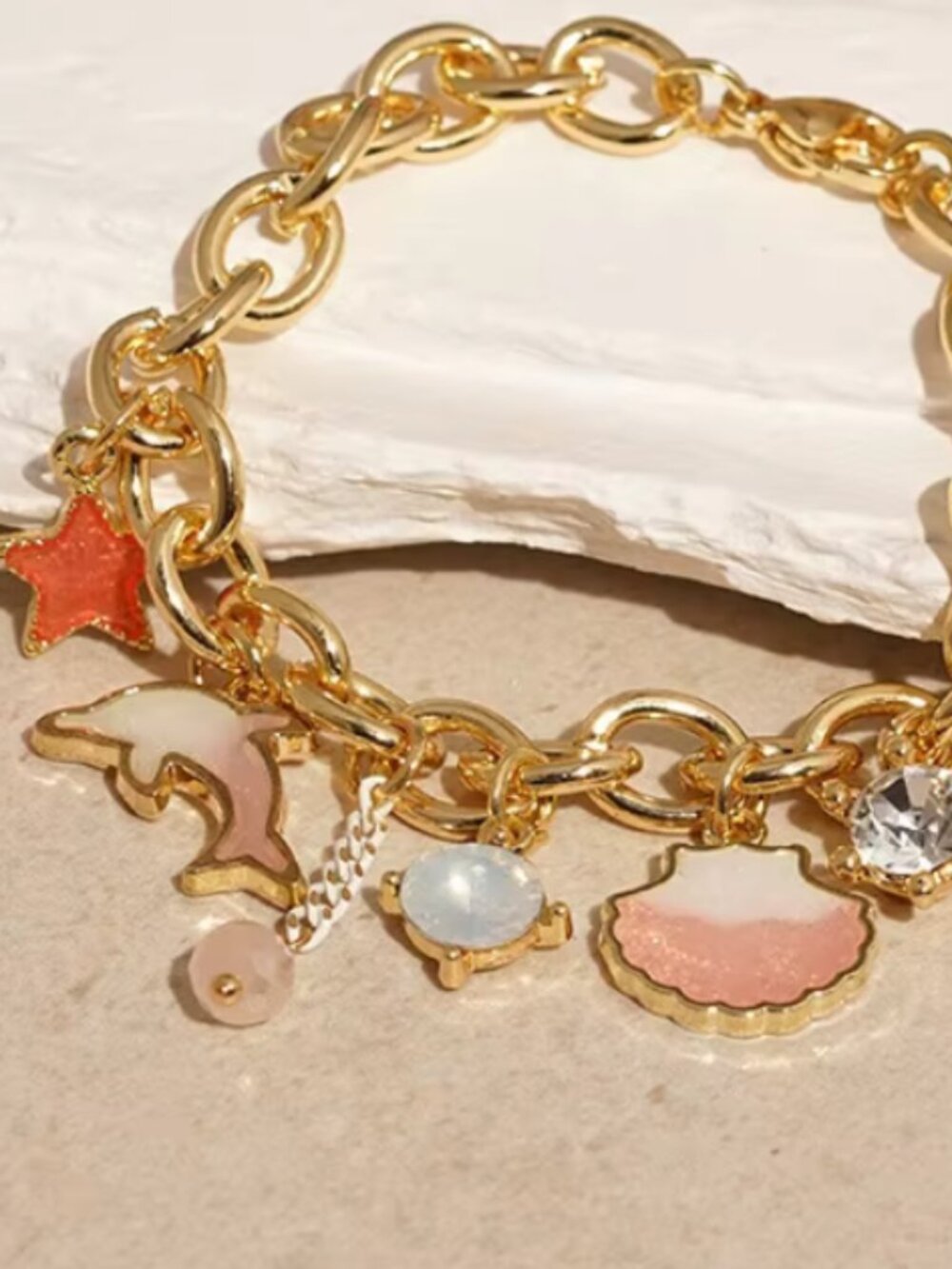#51 — Pink Dolphin & Shell Charm Bracelet